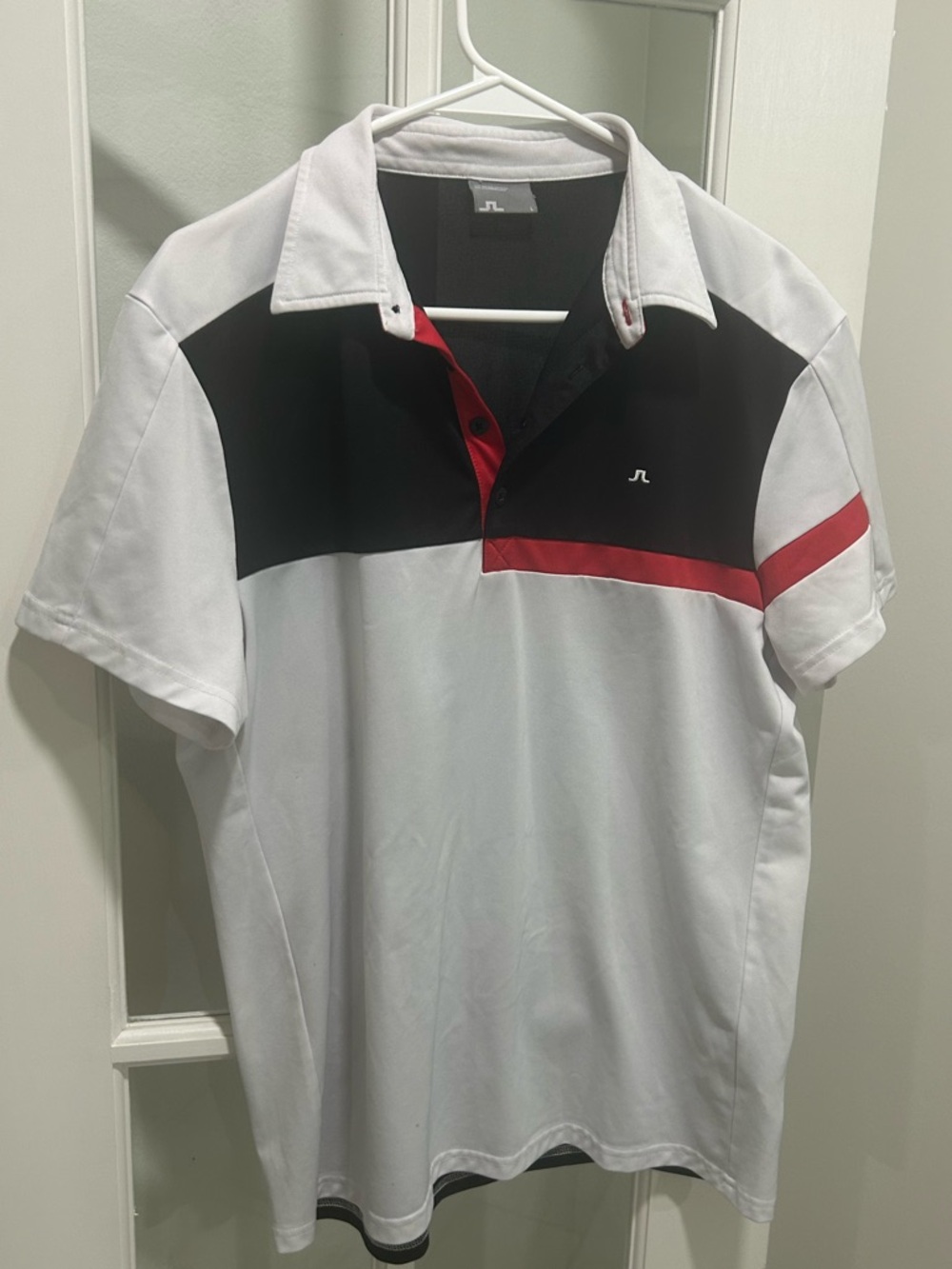 J.Lindeberg White, Black & Red Golf Polo Shirt